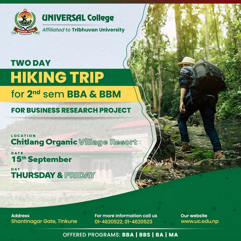 Two day Hiking Trip for BBA & BBM 2nd Semester for business research project.
